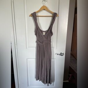 Anthropologie Grecian gray wrap dress with pleats